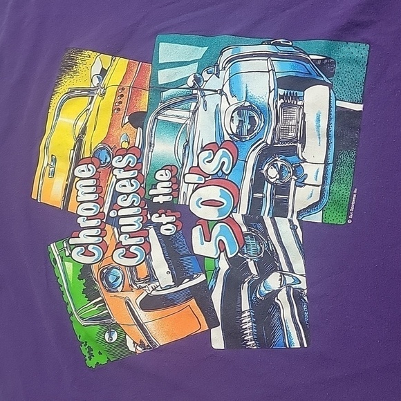 Sun Sportswear Vintage Single Stitch Chrome Cruisers of the 50s Purple Tee - Picture 1 of 11